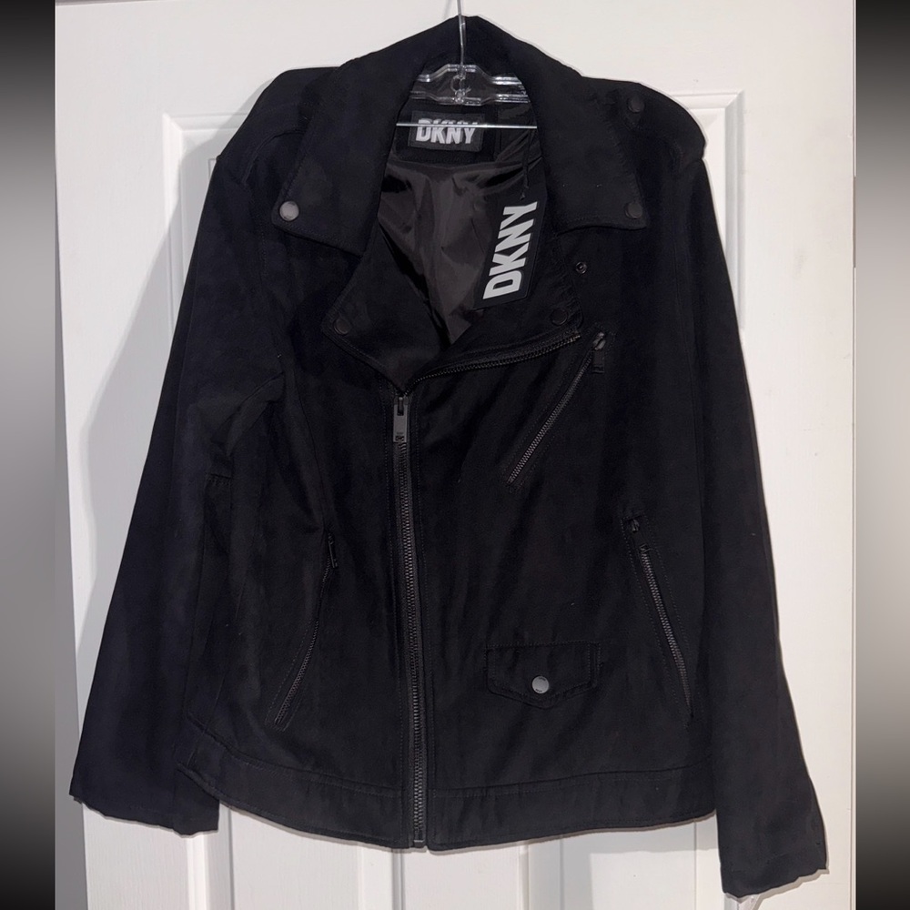 DKNY Women's Classic Black Leather Jacket